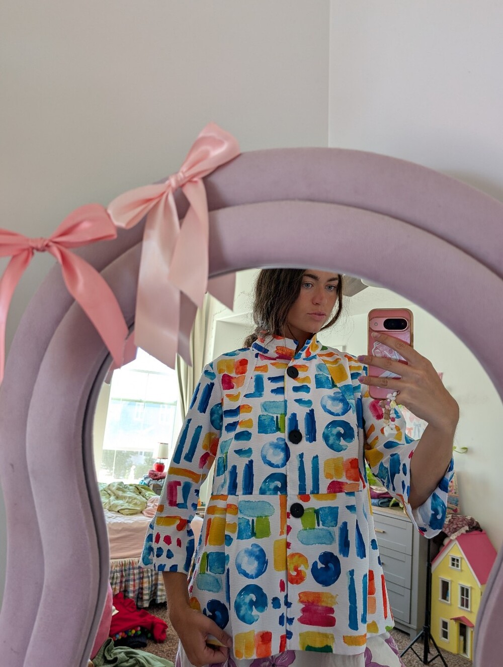 Jacket with Multicolor Watercolor Print Size Large